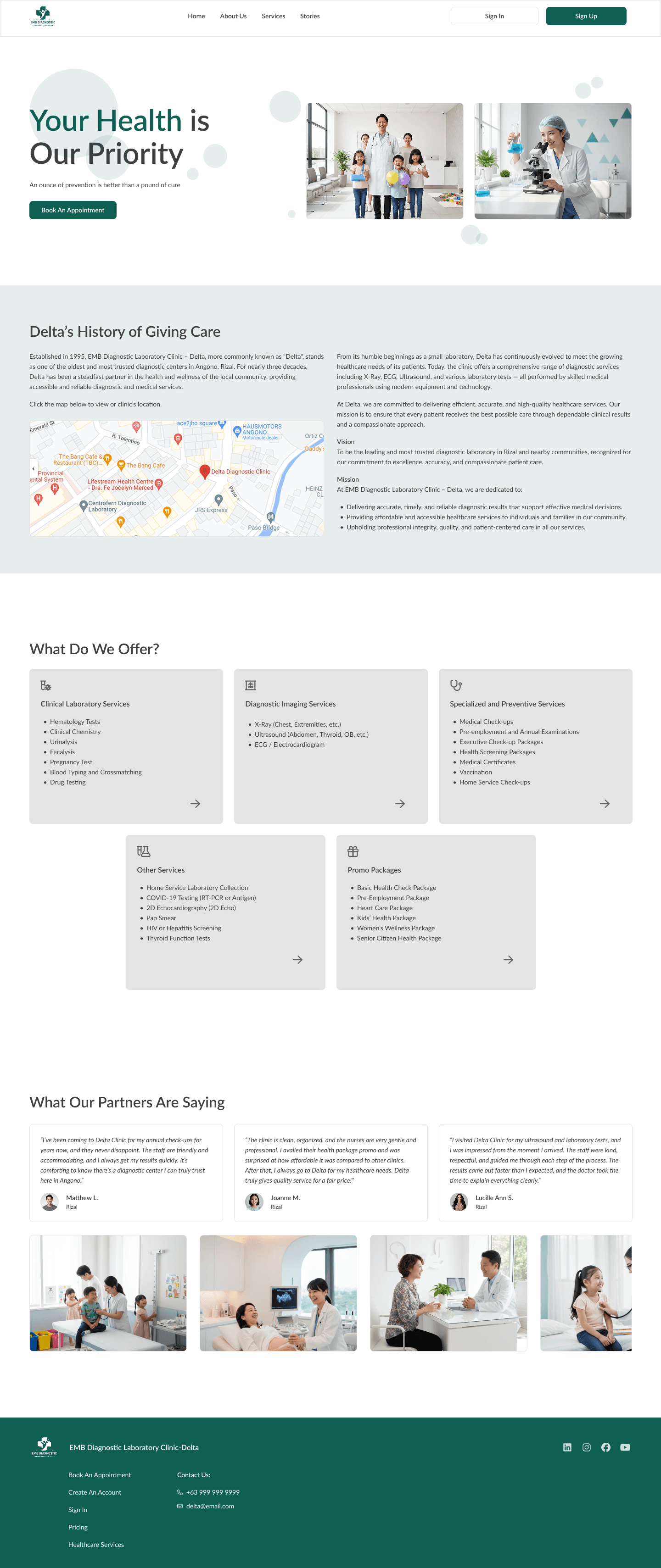 Delta — full website mockup