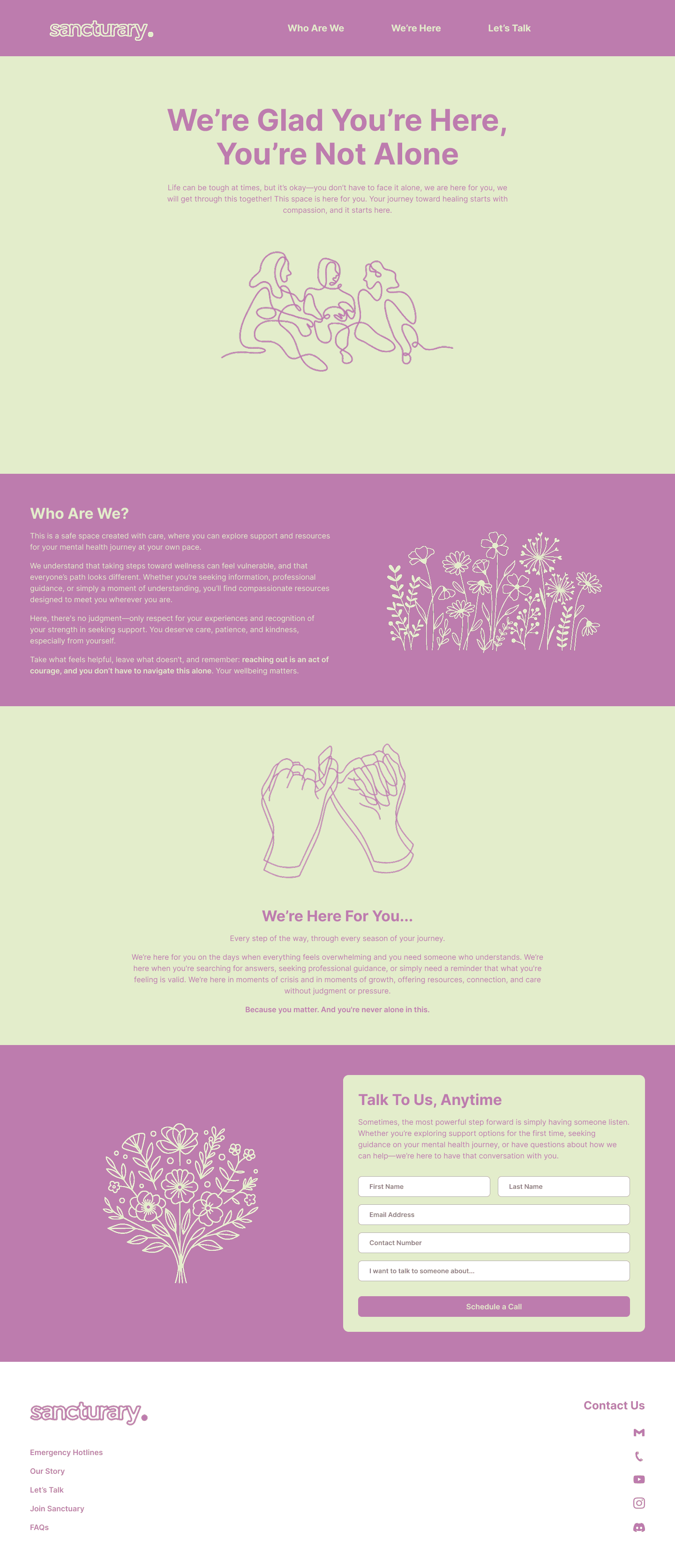 Sanctuary — full website mockup